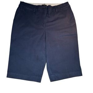 Talbots Navy Blue Chino Shorts Flat Front 12.5" Inseam Cotton Size 10 MODIFIED